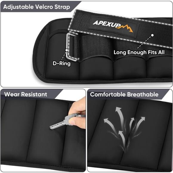 APEXUP 10lbs/Pair Adjustable Ankle Weights for Women and Men, Modularized Leg - Picture 3 of 7